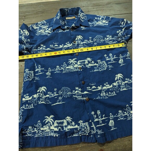 Kahala Hawaiian Aloha Rare Design Blue/White Short Sleeve Shirt Mens Size Large - Picture 6 of 9
